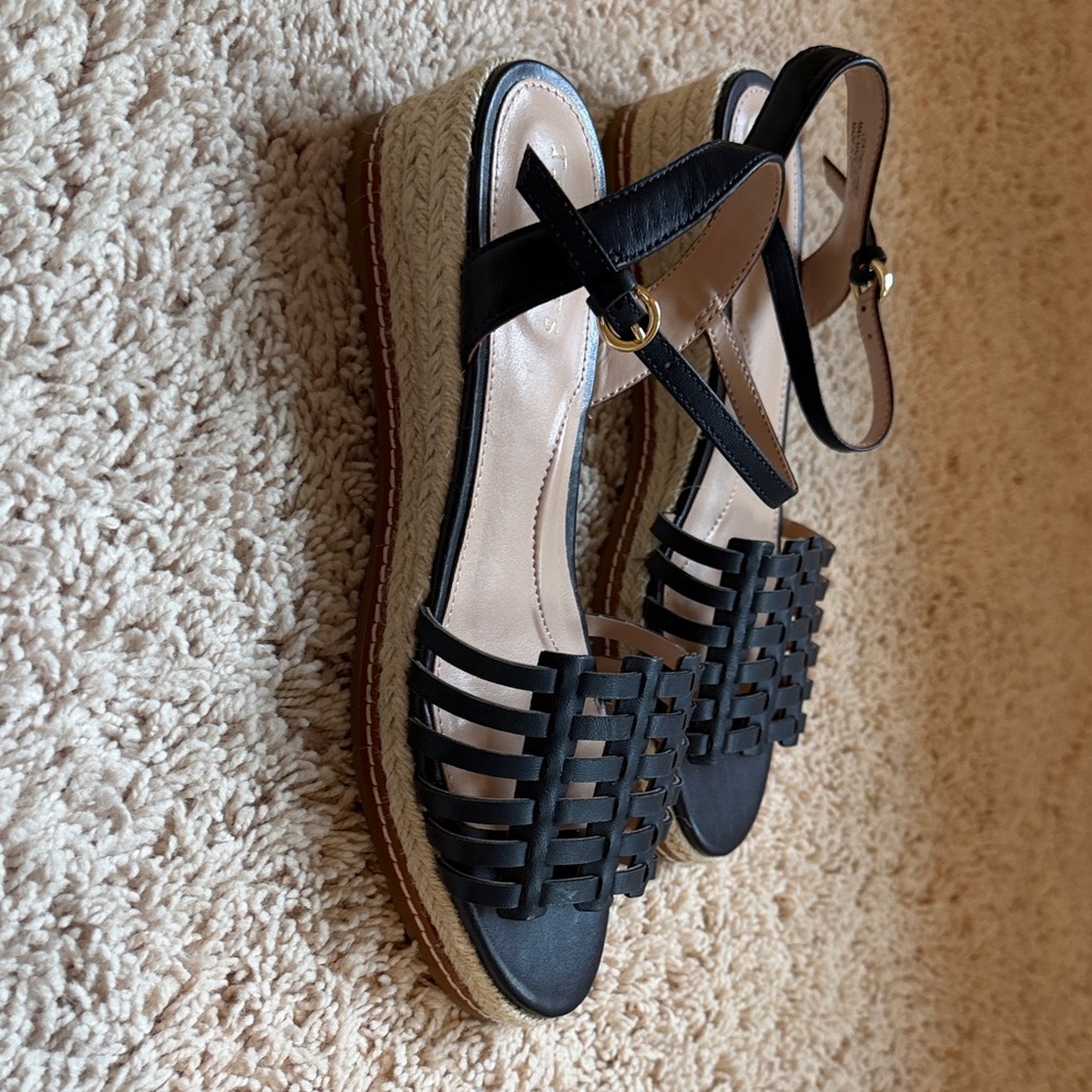 Talbots dark Navy Woven Espadrille Ankle-Strap Sandals -NEW - Picture 5 of 5